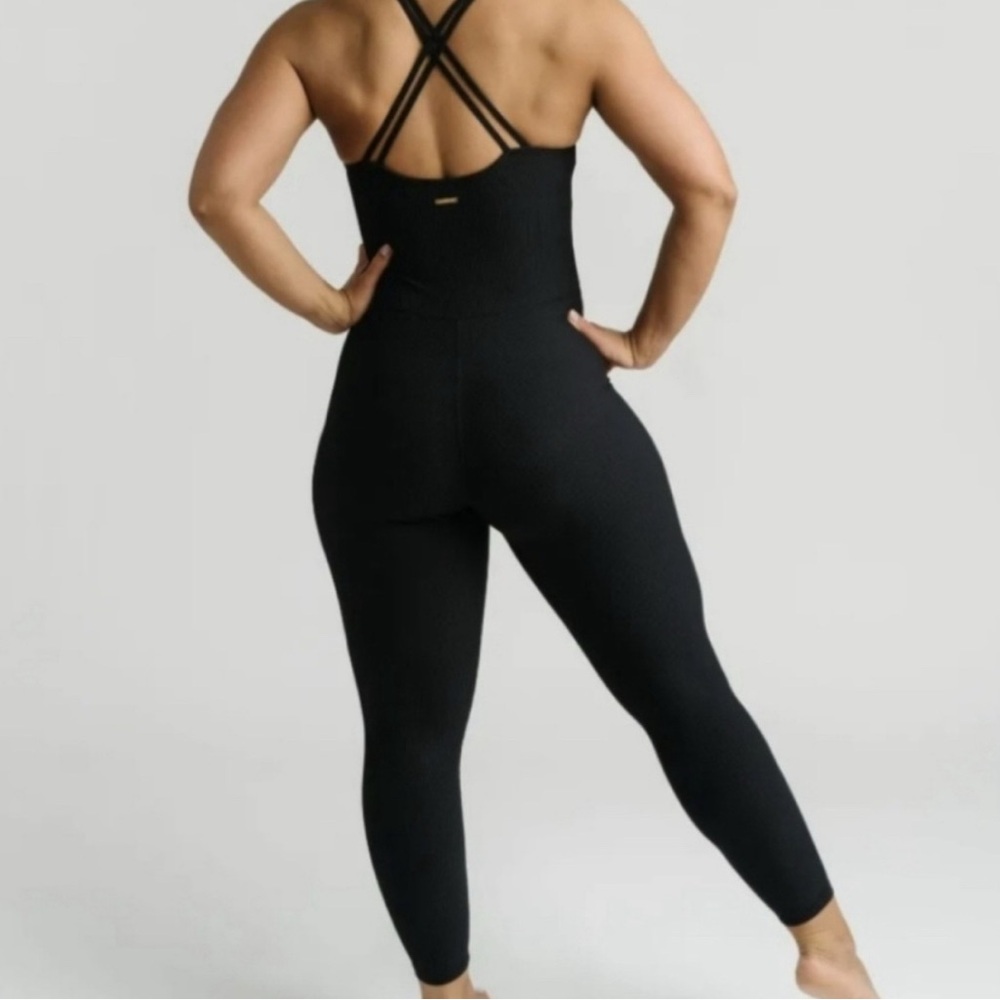 Black Ribbed Jumpsuit - Picture 2 of 5